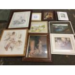 Nine miscellaneous contemporary framed prints. (9)