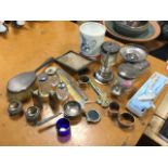 A quantity of miscellaneous silver and plate including an antique wine funnel, hallmarked dressing