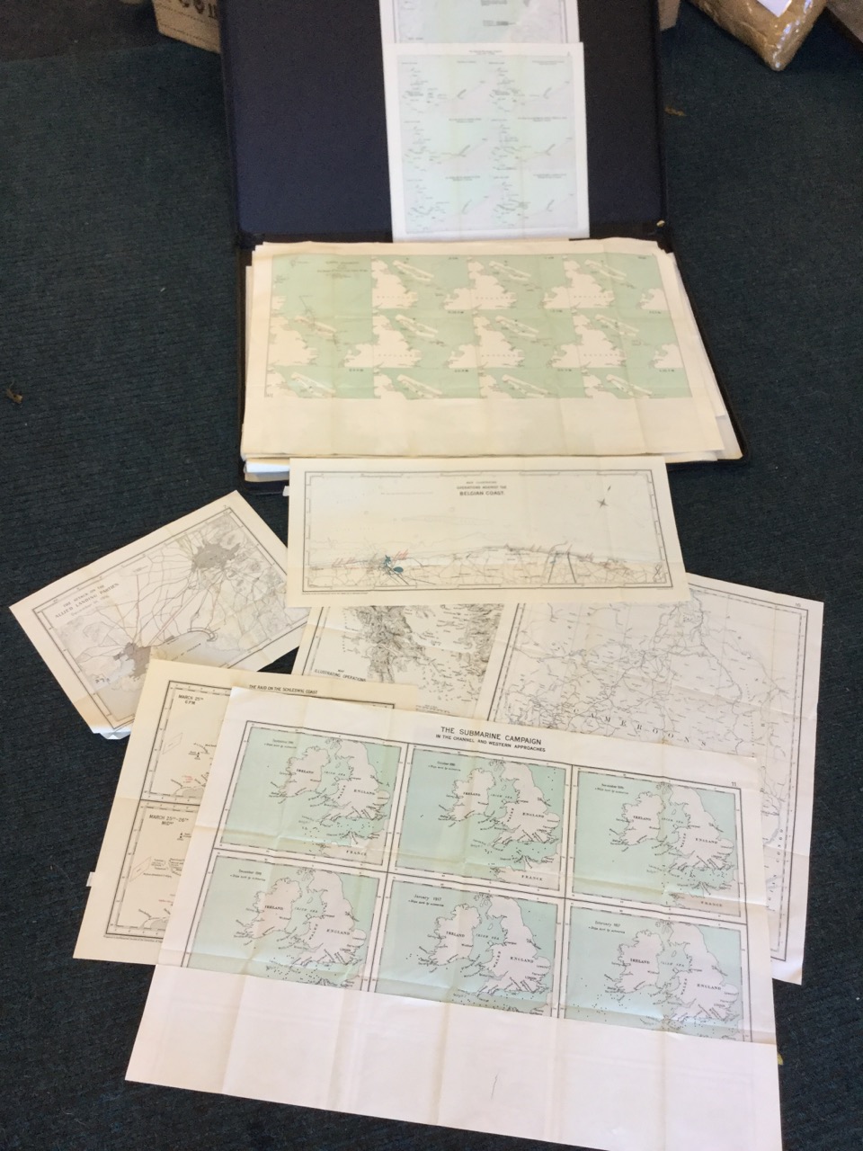 A folio of charts, maps & plans from the First World War History by Corbett & Newbolt, published