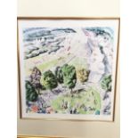Francis Farmar, a lithographic print of Royal Ascot, the birds eye view numbered, titled and
