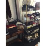 A quantity of designer label shoes, bags, scarves, etc., including Fiona McGuiness, Tosi Vannino,