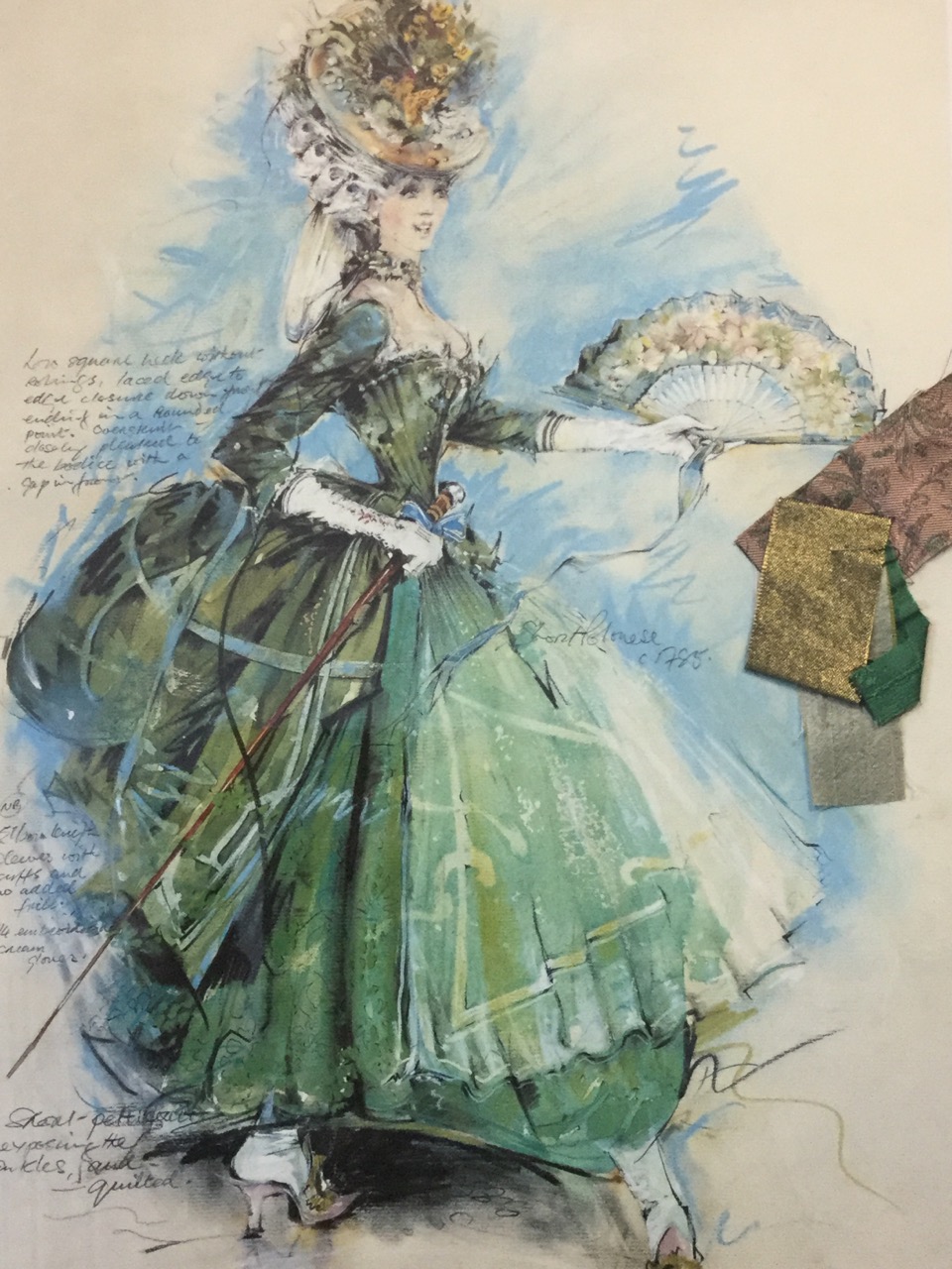 Raymond Hughes, lithographic print, costume design with fabric samples, signed and numbered in - Image 3 of 6