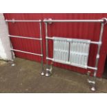 A 50s Ideal Standard chromed bathroom towel rail & radiator, the stand freestanding with wall