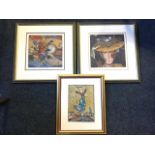 A Ivanov, artists proof coloured etchings, Orchestra, The Skater and Paletta, signed in pencil on