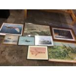 Miscellaneous military and RAF prints including a signed limited edition Cuneo 1979 battle print,