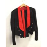 A British Army Royal Artillery dress uniform, the serge jacket & trousers with scarlet lapels and