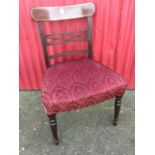 A nineteenth century mahogany chair, the bar back inlaid with satinwood banding, above reeded