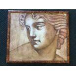 C Baurte (?), oil on board, classical head, signed and framed. (24in x 20in)