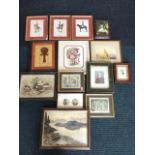 Miscellaneous pictures & prints including two framed oil on canvas landscapes, marine, a set of