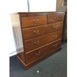 A late Victorian mahogany chest of two short and three long graduated drawers mounted with ribbed