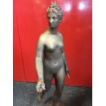 Houdon, nineteenth century French bronze, Diana the huntress, the casting on circular plinth. (