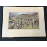 Lionel Edwards, print of stag hunting scene, dated 1925, signed in print, mounted and framed. (17.