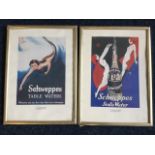 Two Schweppes advertising posters for soda & table water, the prints framed. (8in x 12in) (2)