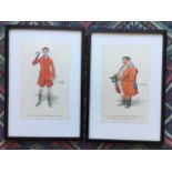 Snaffles, a pair of hunting prints depicting huntsmen, the figures above amusing captions, laid down