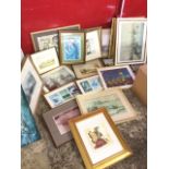 Twenty framed prints - seascapes and coastal, Victorian style, marine, a Fred Stott Bamburgh