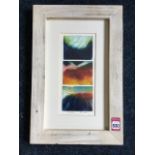 Jackie Attwood, carborundum print, three landscapes, hand signed, mounted and framed. (4in x 9in)