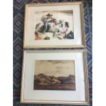 Millard Sheets, American lithographic coloured print with ploughman in landscape, mounted &