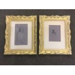 Rembrandt, a pair, fine antique prints dated 1637, mounted and in C20th carved giltwood frames. (4in