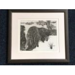 K Williams, etching, titled Winter Landscape, numbered 1/20, hand signed, mounted and framed. (9in x