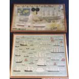 A large 60s framed print, Sails through the Centuries depicting sail combinations on ships; and