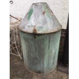 A Valor 50 gallon galvanised oil dispenser, the tapering hinged cover embossed Perfection Oil