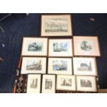 Eleven framed European city prints - Heidelberg, a pair of signed coloured Innsbruck etchings,
