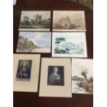 C Leighton, three watercolours - Ludlow Castle, Llandudno and Craig-I-Don, Knighton; two other