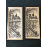 Raphael Ortiz-Alfau, two copies of a print titled Notre-Dame Outside, titled in pencil, framed. (8in