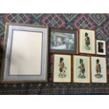 A set of four Scottish military uniform prints after Haswell Miller; a hogarth framed Earl Percy