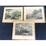 A set of three Victorian style coloured hunting prints after Samuel Howit, with titles beneath the