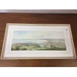 MM Hay, watercolour, landscape view of Berwick upon Tweed, signed, mounted & framed. (16.75in x 6.