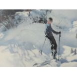 William Russell Flint, limited edition print of a young skier, embossed stamp and pencil numbering