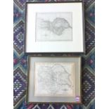 A 1793 John Cary map of Yorkshire, the plate handcoloured, mounted and hogarth framed; and another