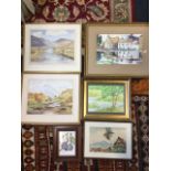 Hugh Broatch, watercolours, a pair, Scottish landscapes, signed, mounted & framed; Philip Wilson,