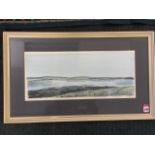 P Millett, watercolour, titled Norfolk to verso, estuary with hills to background, signed, mounted