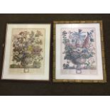 A pair of framed eighteenth century style floral prints after Gasteels, for the months of October