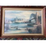 Kenneth Jack, oleograph, titled Sydney from Kirribill, dated 1980, signed and framed. (21in x 13.