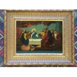 A Victorian coloured print of The Last Supper after James Bateman, handcoloured under glass, in