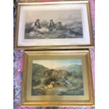 A Scottish 1864 steel engraving titled Sheep Shearing after R Ansdell in gilt frame; and another