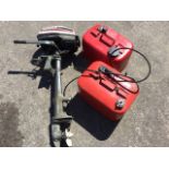 A Honda four-stroke petrol outboard motor; and two fuel tanks. (3)