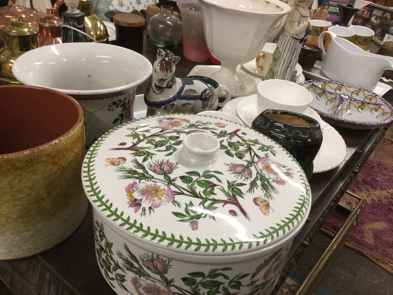 Miscellaneous ceramics including a large Portmeirion tureen & cover, a pair of Victorian style wally