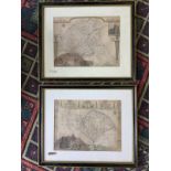 A pair of nineteenth century maps of the east and north Ridings of Yorkshire, the hand coloured