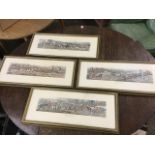 A set of four hunting prints after Henry Alken, the coloured titled aquatints in silvered leaf