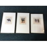 Three mounted and framed coloured military prints - a Victorian mounted sergeant from the 18th