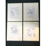 Willy Tirr, four pencil drawings, from the estate of the artist, not signed, mounted and framed. (