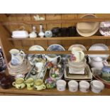 Miscellaneous ceramics including collectors plates, a large Wedgwood, a sepia Staffordshire