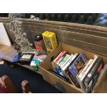 Miscellaneous items including a box of books, a boxed Pelham puppet - Tyrolean Boy, a boxed flash