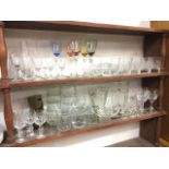 Miscellaneous glass including sets of drinking glasses, jugs, dessert dishes, wine glasses, a long
