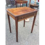 A nineteenth century mahogany side table, the rectangular top with reeded edge above a cockbeaded
