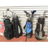 Four golf bags each containing 16 miscellaneous modern clubs - Donnay, Callaway, Ben Sayer, Pro